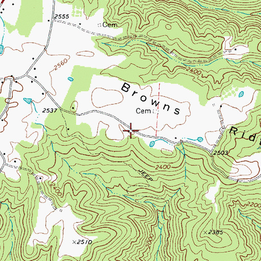 Topographic Map of Browns Ridge School (historical), WV