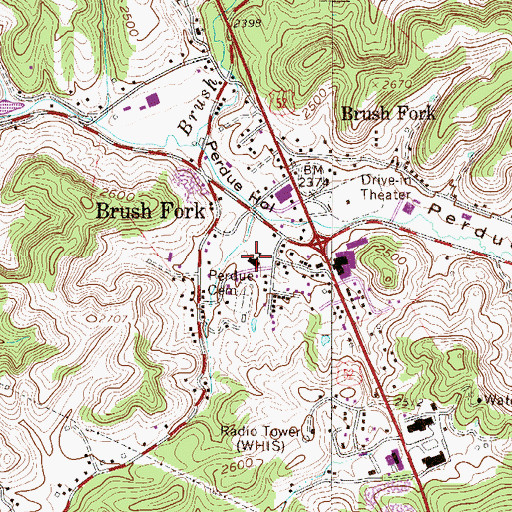 Topographic Map of Brushfork Elementary School, WV