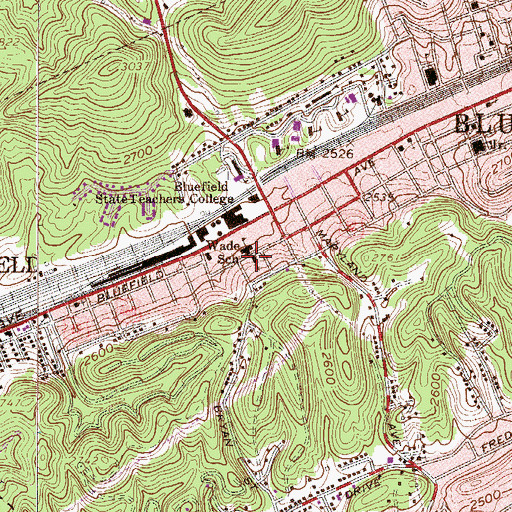 Topographic Map of Calvary Baptist Church, WV