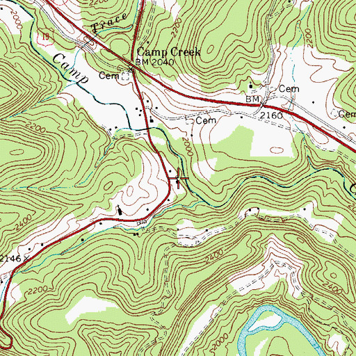 Topographic Map of Camp Creek School (historical), WV