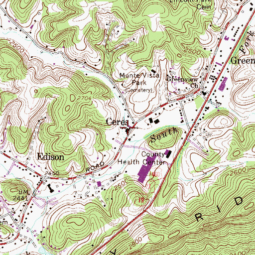 Topographic Map of Ceres Elementary School, WV