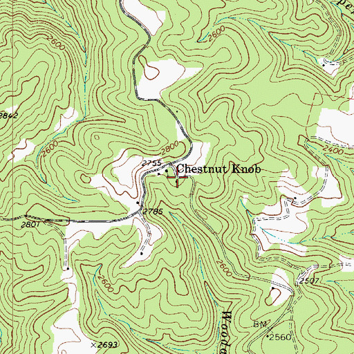 Topographic Map of Chestnut Knob School (historical), WV