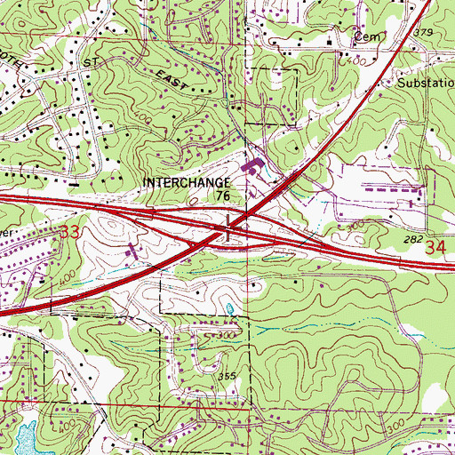 Topographic Map of Interchange 76, AL