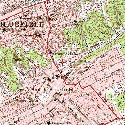 Topographic Map of Church of Christ, WV