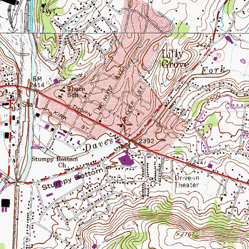 Topographic Map of Church of God, WV