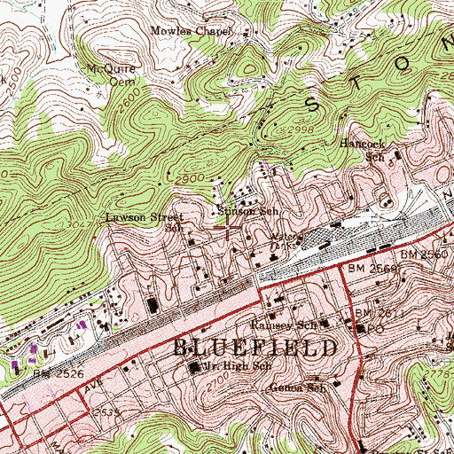 Topographic Map of Church of the Nazarene (historical), WV