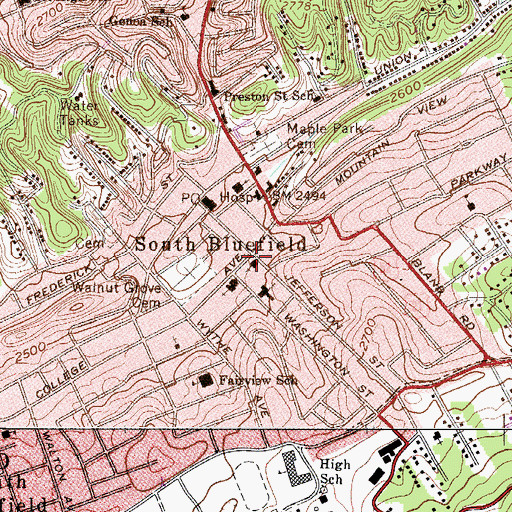 Topographic Map of College Baptist Church, WV