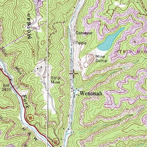 Topographic Map of Dott, WV