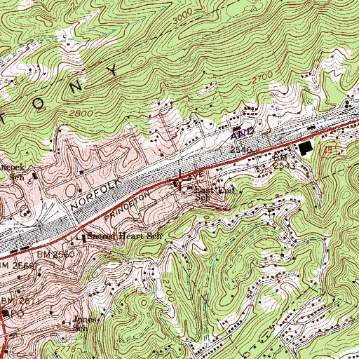 Topographic Map of East End Baptist Church, WV