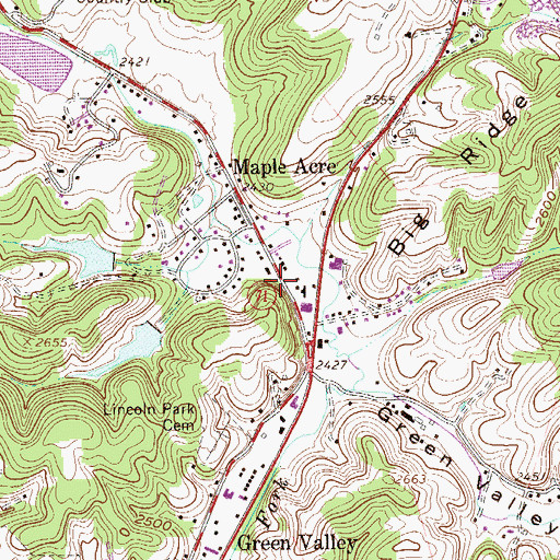 Topographic Map of El Centro (historical), WV