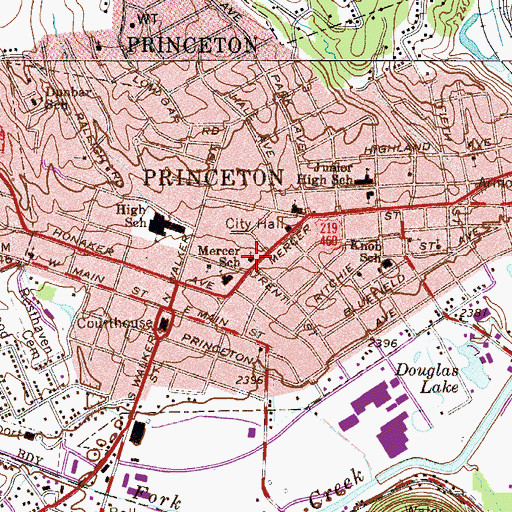 Topographic Map of First Baptist Church, WV