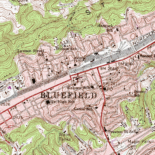Topographic Map of First Presbyterian Church, WV