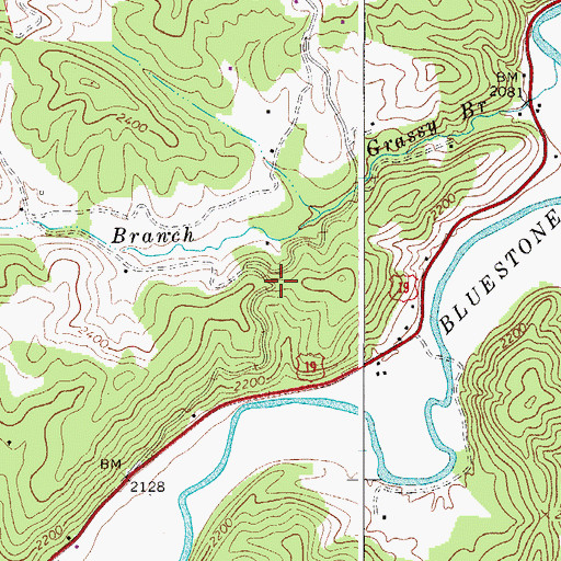 Topographic Map of Grassy Branch School (historical), WV