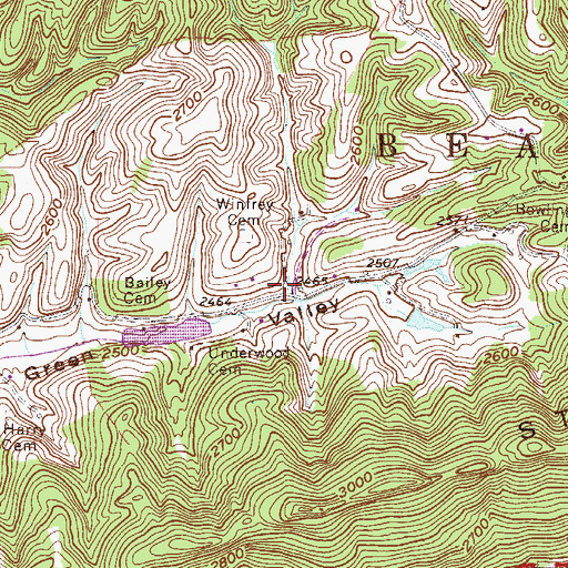 Topographic Map of Green Valley School (historical), WV
