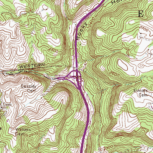 Topographic Map of Interchange 7, WV