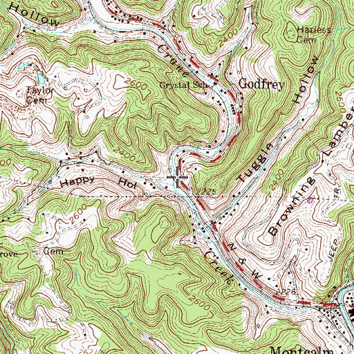 Topographic Map of Jims Branch, WV