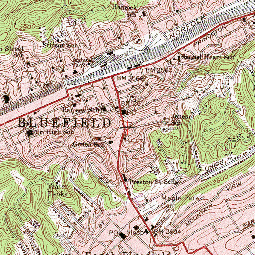 Topographic Map of John Stewart Memorial Methodist Church, WV