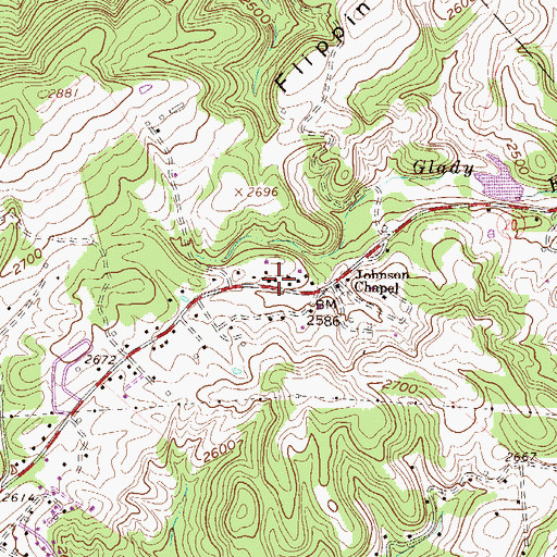 Topographic Map of Johnston Town, WV