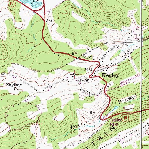 Topographic Map of Kegley Elementary School (historical), WV