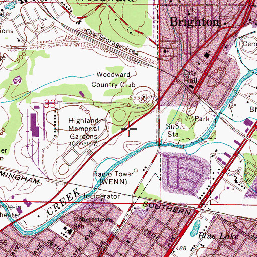 Topographic Map of Interchange 113, AL