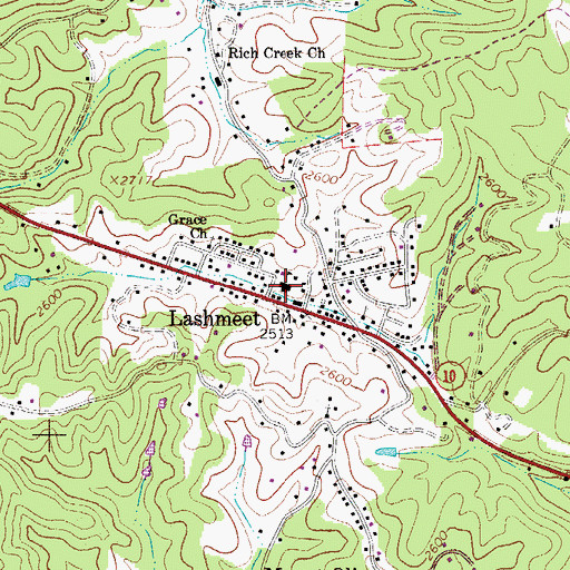Topographic Map of Lashmeet Elementary School (historical), WV