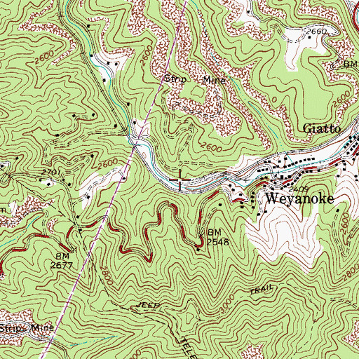 Topographic Map of Lowe (historical), WV