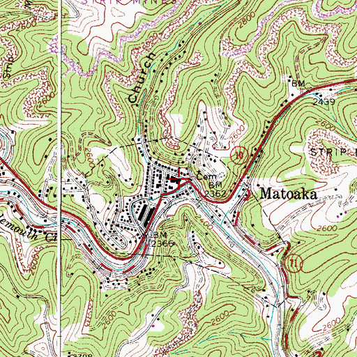 Topographic Map of Matoaka Elementary School (historical), WV