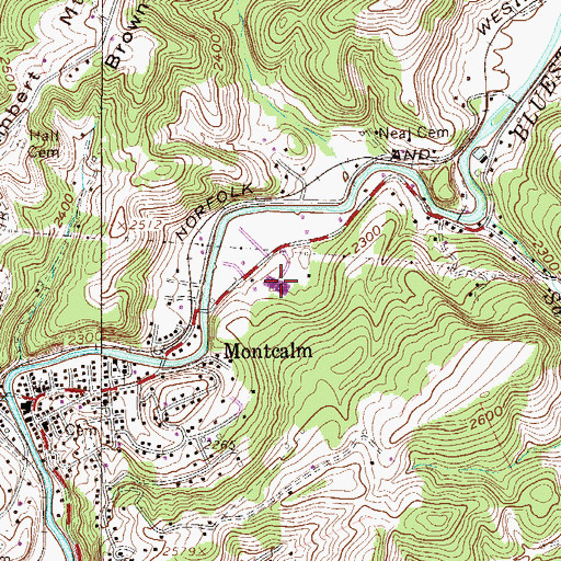 Topographic Map of Montcalm Elementary School, WV