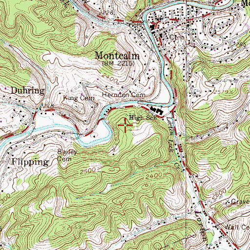Topographic Map of Montcalm High School, WV