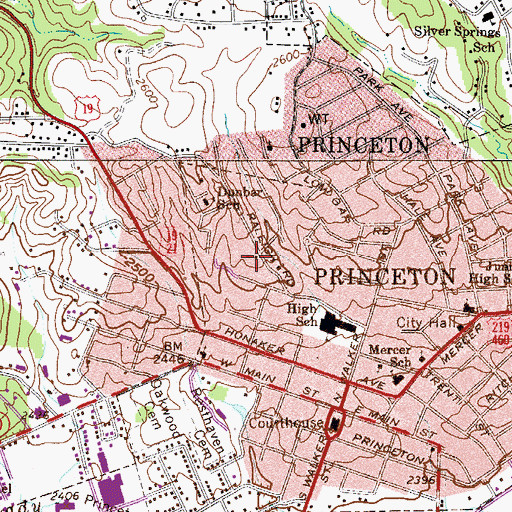 Topographic Map of Mount Calvary Baptist Church, WV