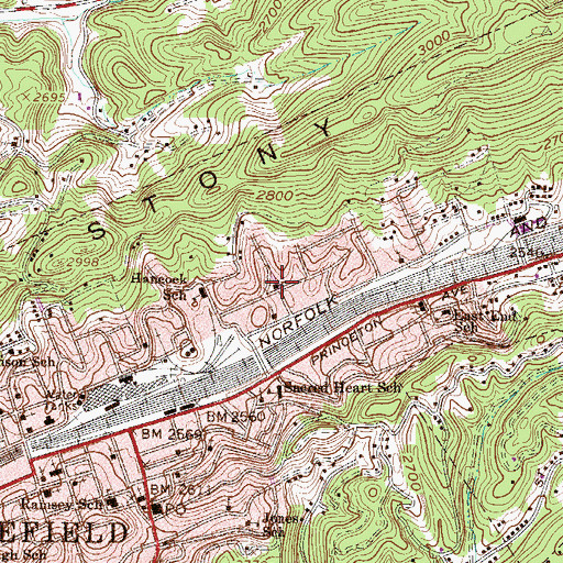 Topographic Map of Mount Olive Baptist Church, WV