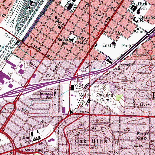 Topographic Map of Interchange 119B, AL