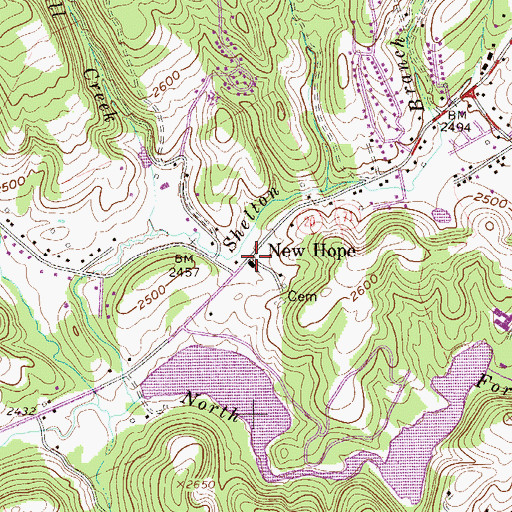 Topographic Map of New Hope Church, WV