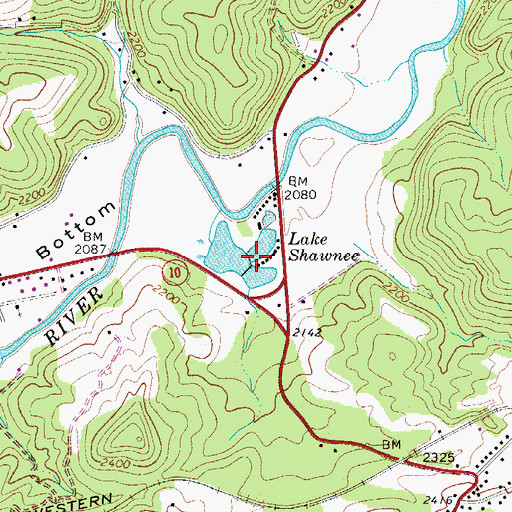 Topographic Map of Periwinkle Bottom, WV
