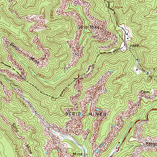 Topographic Map of Peters Gap, WV