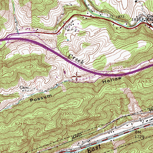 Topographic Map of Possum Hollow School (historical), WV