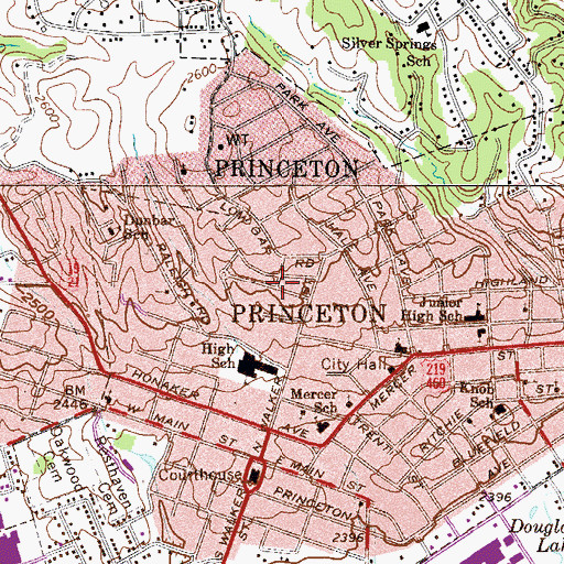Topographic Map of Princeton Academy (historical), WV