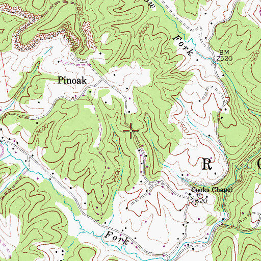 Topographic Map of Rich Creek School (historical), WV
