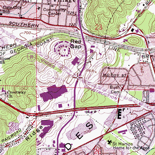 Topographic Map of Interchange 132, AL