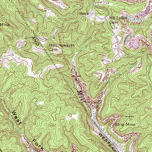 Topographic Map of Ruth (historical), WV