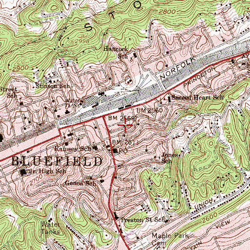 Topographic Map of Salvation Army Chapel, WV