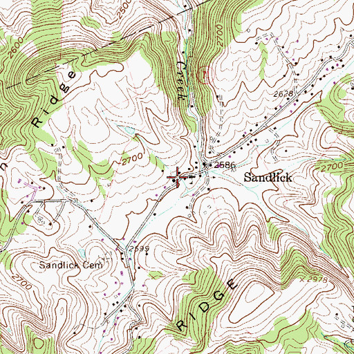Topographic Map of Sandlick United Methodist Church, WV