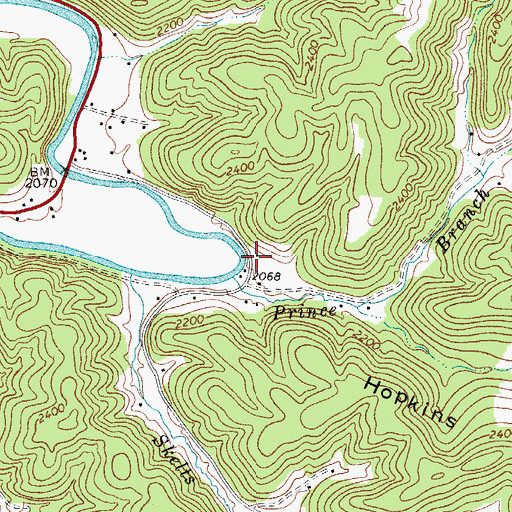 Topographic Map of Sharps Turn School (historical), WV