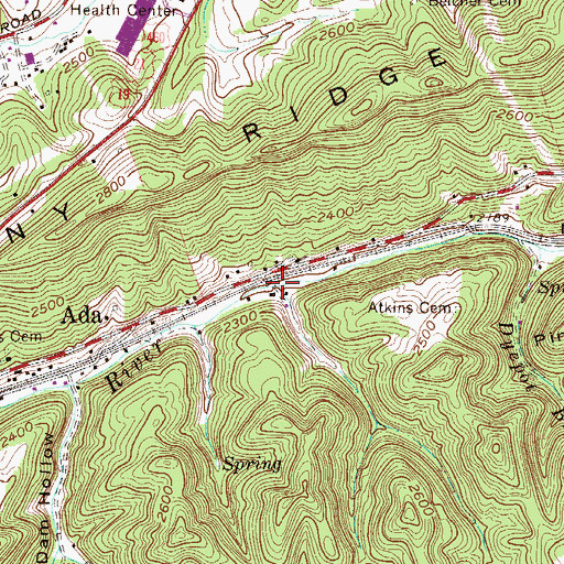 Topographic Map of Spruce Branch, WV