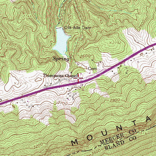 Topographic Map of Thompson School (historical), WV