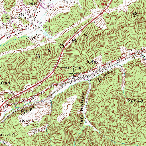 Topographic Map of Union Church, WV