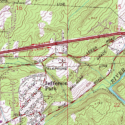 Topographic Map of Interchange 136, AL