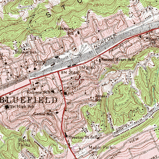 Topographic Map of Union Mission Home, WV