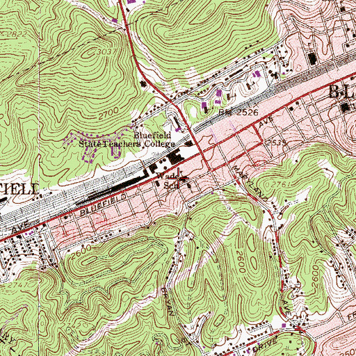 Topographic Map of Wade Athletic field, WV