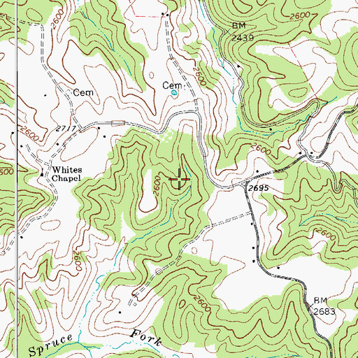 Topographic Map of Whites School (historical), WV